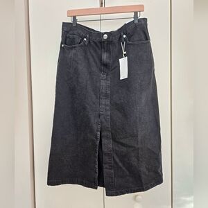 Mango Charcoal Denim Midi Skirt